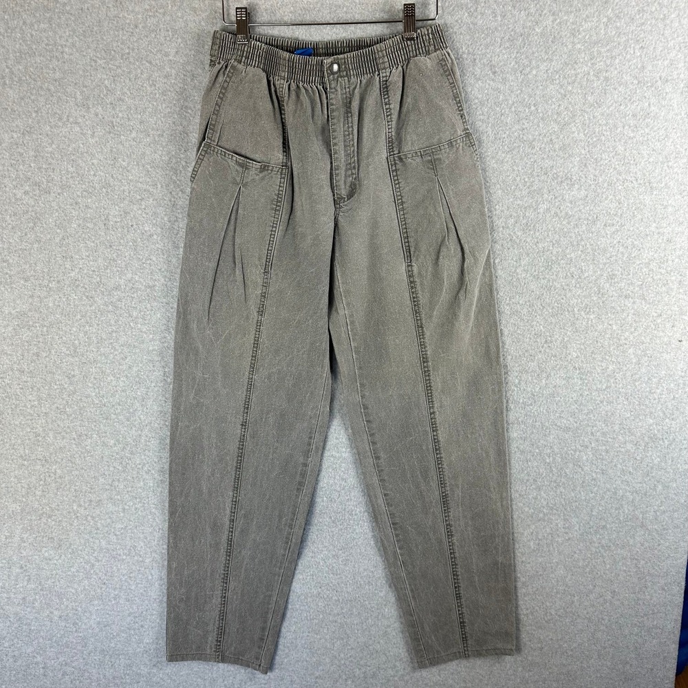 Vintage 90s Ocean Pacific (OP) Pleated Beach Pants -‎ Washed Charcoal Gray